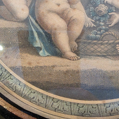 Pair of antique Bartolozzi cherub prints, in gilt wooden frames 25.5cm