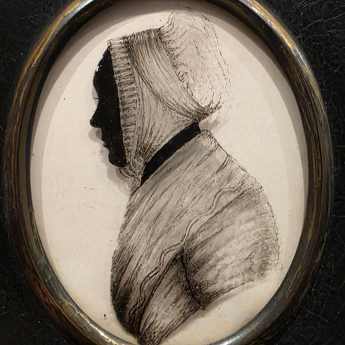 Antique Georgian reverse painted Silhouette Miniature 'Mrs Grace Williams' C1804