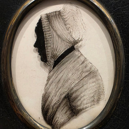 Antique Georgian reverse painted Silhouette Miniature 'Mrs Grace Williams' C1804