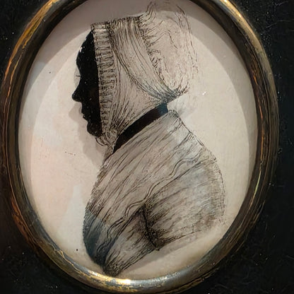 Antique Georgian reverse painted Silhouette Miniature 'Mrs Grace Williams' C1804