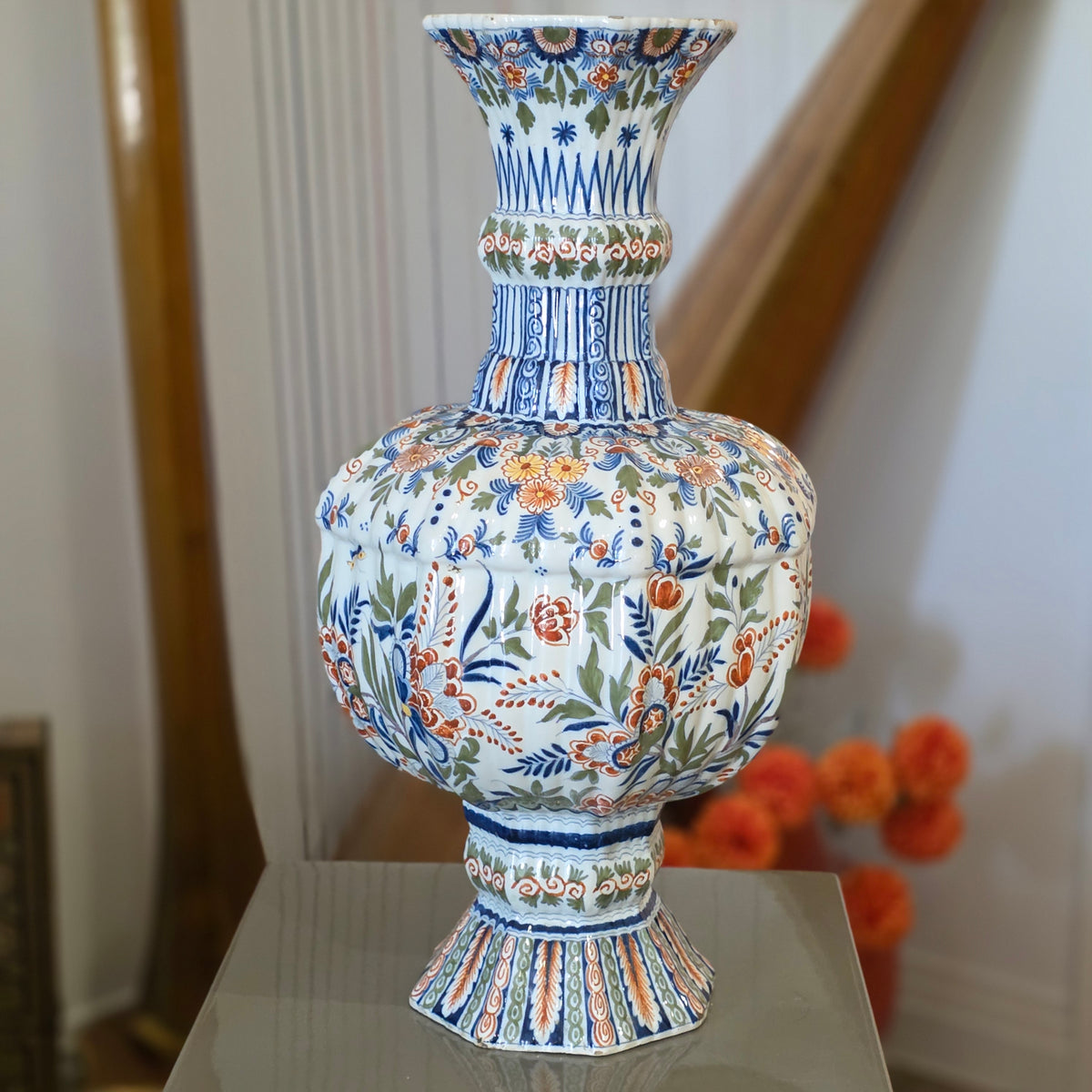 Large 19thc Delft Vase 46cm 19th century