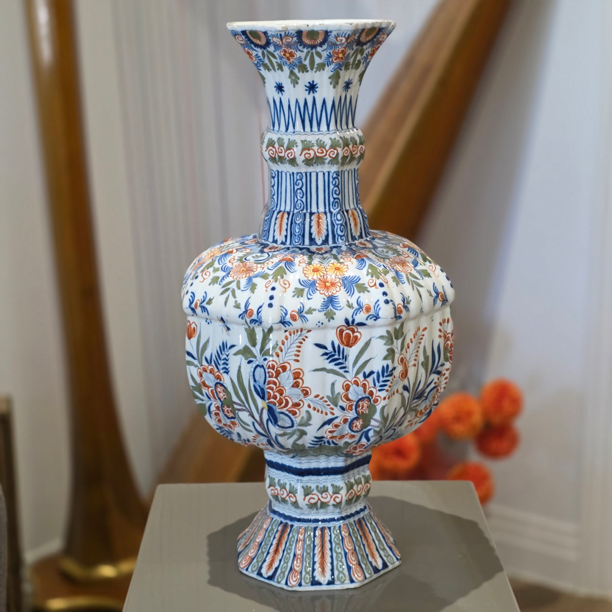 Large 19thc Delft Vase 46cm 19th century