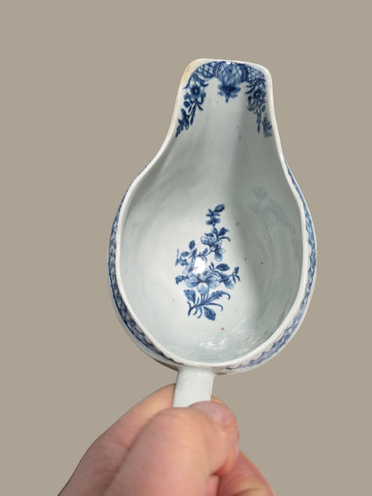 Rare Worcester Porcelain Sauceboat – “The Fisherman and Billboard Island” Pattern, c.1760