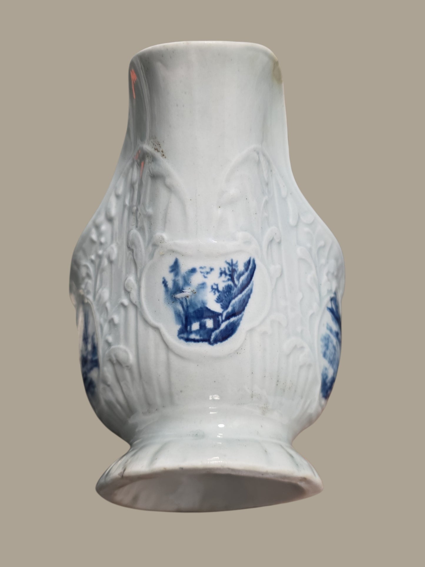Rare Worcester Porcelain Sauceboat – “The Fisherman and Billboard Island” Pattern, c.1760