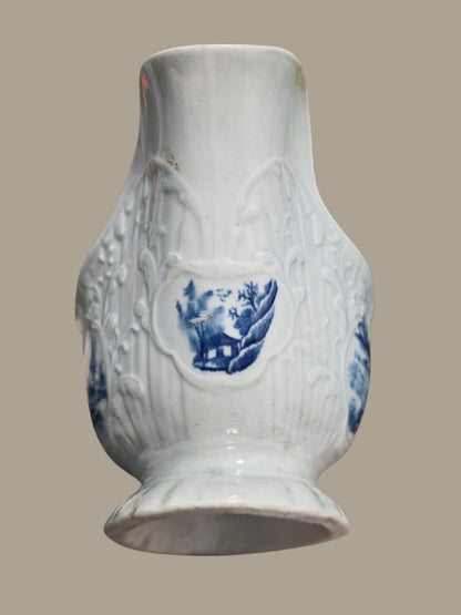 Rare Worcester Porcelain Sauceboat – “The Fisherman and Billboard Island” Pattern, c.1760