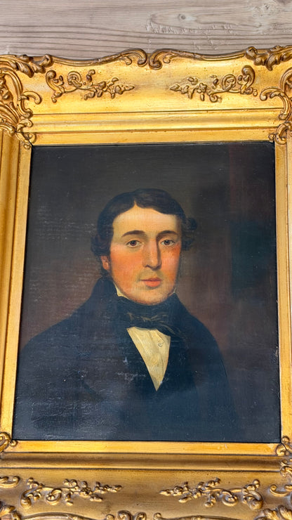 Fine Regency Portrait Oil on Panel of a Gentleman