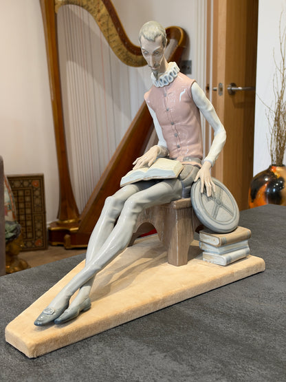 LLADRO Rare Don Quixote 47cm Figurine Seated Reading- Excellent Condition