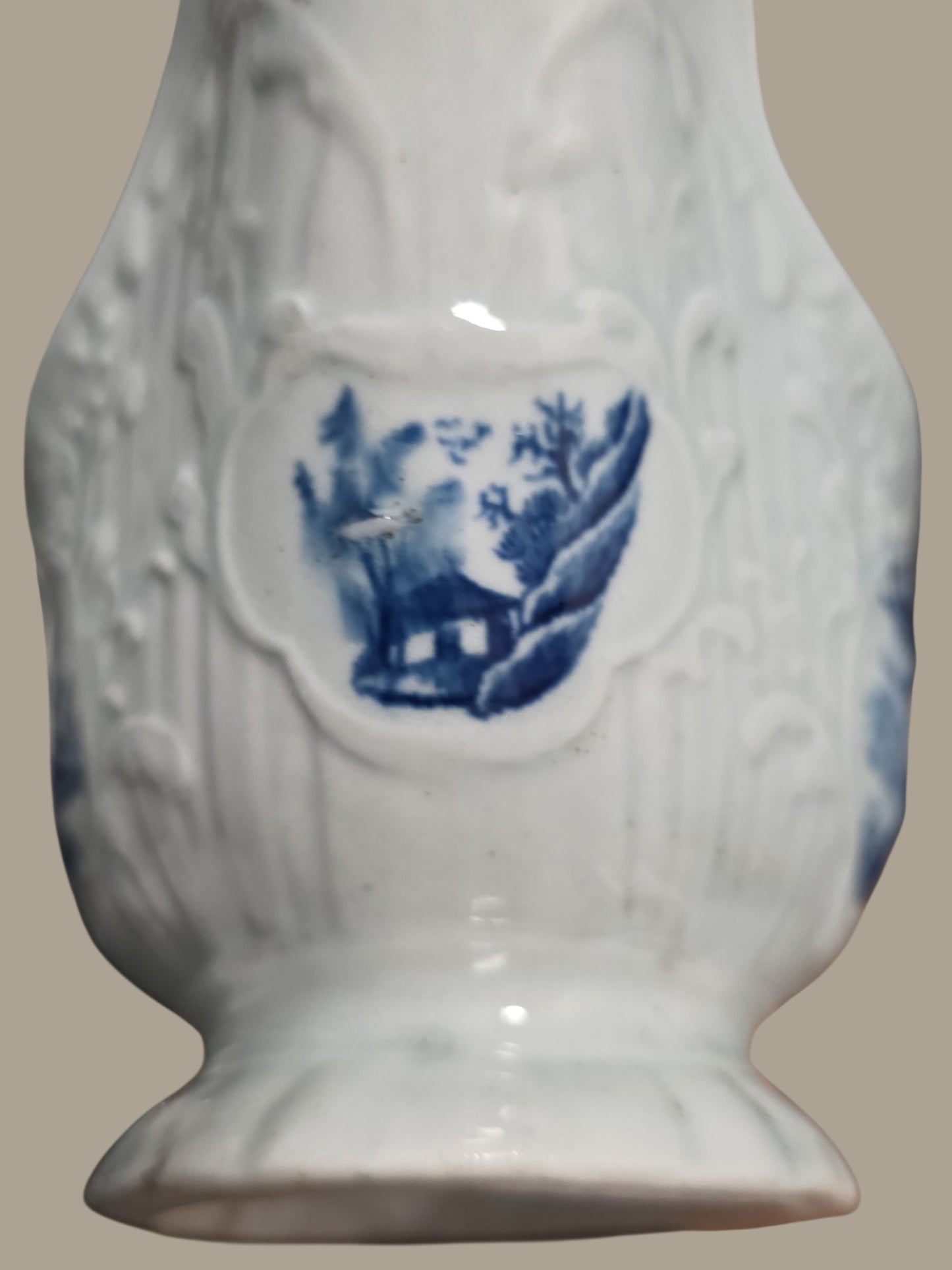 Rare Worcester Porcelain Sauceboat – “The Fisherman and Billboard Island” Pattern, c.1760