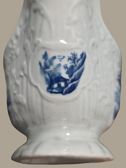 Rare Worcester Porcelain Sauceboat – “The Fisherman and Billboard Island” Pattern, c.1760