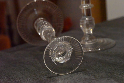 Superb Large Pair Of Victorian Cut Crystal Glass Candlesticks - Lee Sherman Antiques