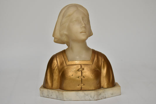 Gustave Van Vaerenbergh (Belgian, 1873–1927) – Alabaster and Gilt Bust of a Maiden