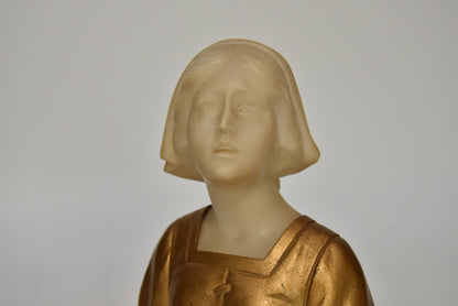Gustave Van Vaerenbergh (Belgian, 1873–1927) – Alabaster and Gilt Bust of a Maiden