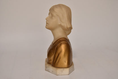 Gustave Van Vaerenbergh (Belgian, 1873–1927) – Alabaster and Gilt Bust of a Maiden