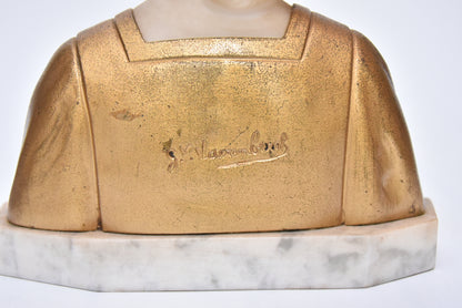 Gustave Van Vaerenbergh (Belgian, 1873–1927) – Alabaster and Gilt Bust of a Maiden