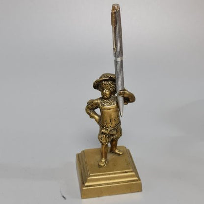 Delightful 19thc Brass Figural Pen Holder C1890