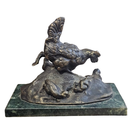 Fine Vintage Bronze Chicken & Chicks Sculpture, Circa 1920