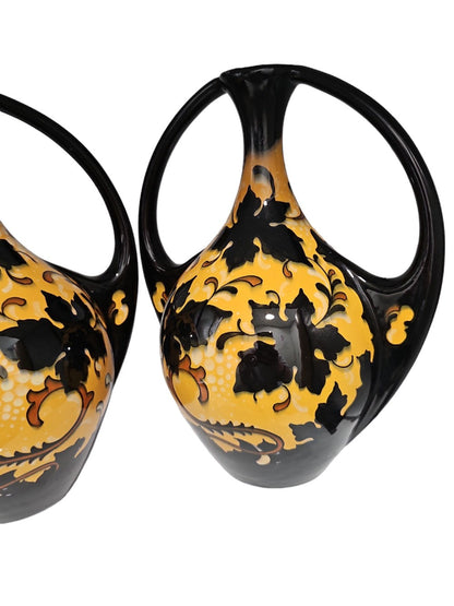 Highly Attractive Large Pair Of Regina Robur Wb Gouda Holland Vases. Early 20thc