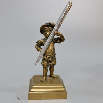 Delightful 19thc Brass Figural Pen Holder C1890