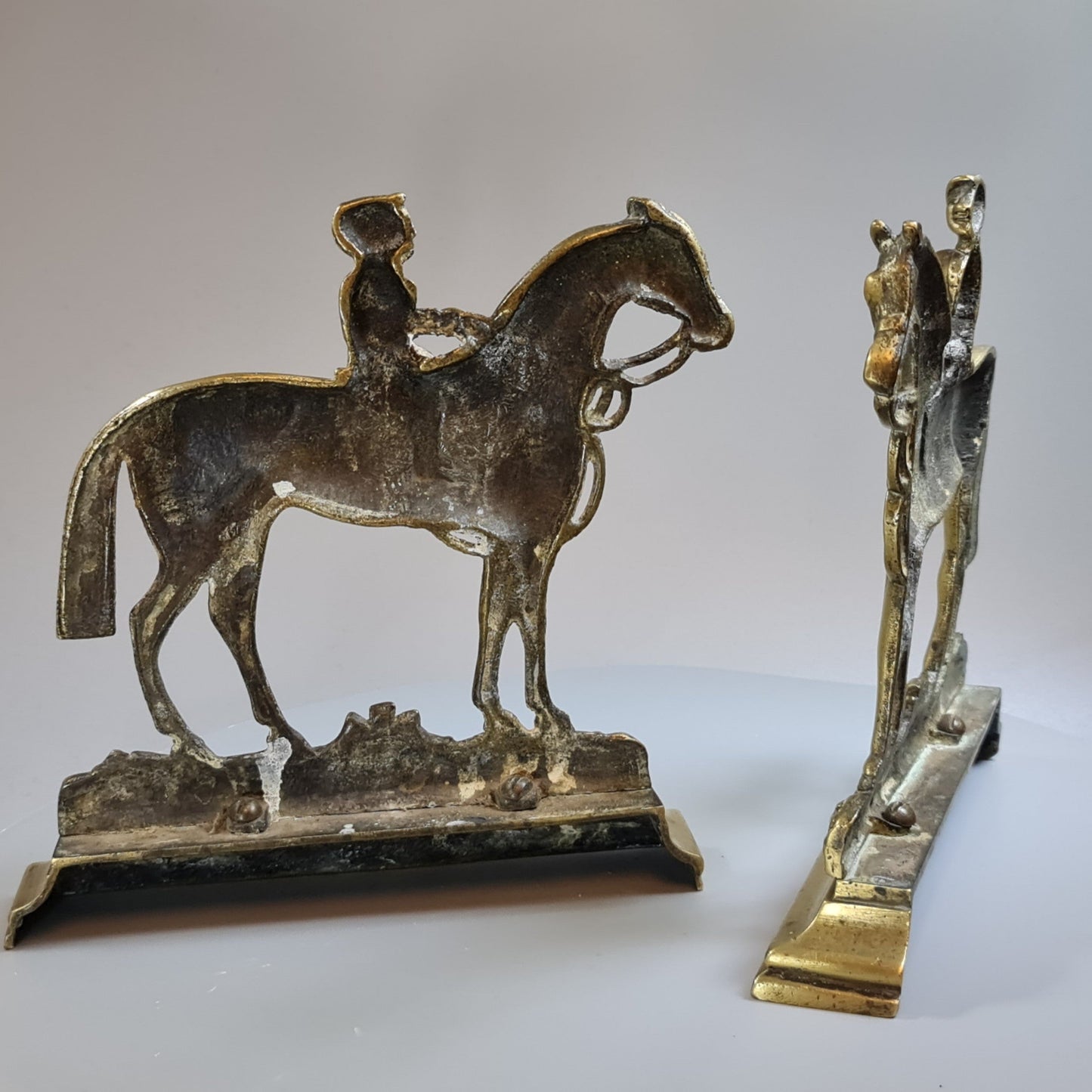 Fine Large 19thc Pr Brass Race Jockey Door Stops