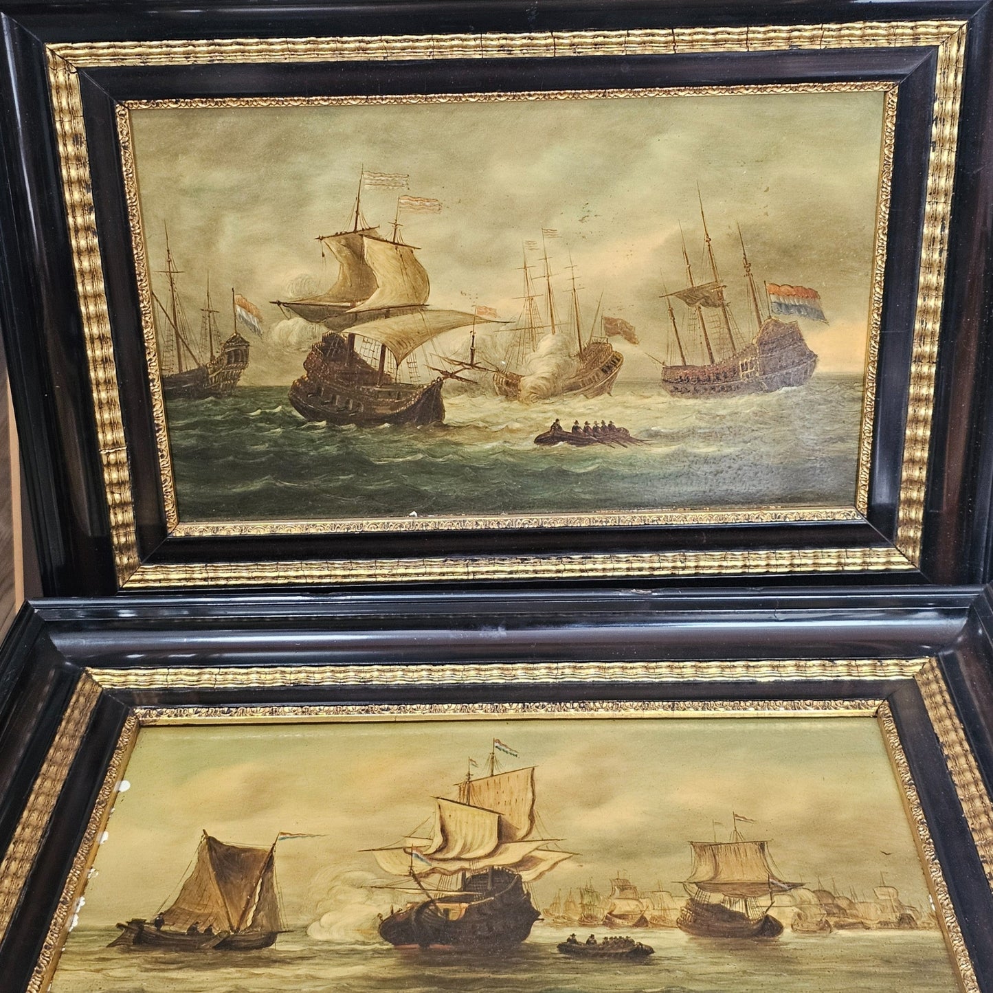 Fabulous Large Pr Of Painted Porcelain Panel Seascapes Signed J.Meyer C1900