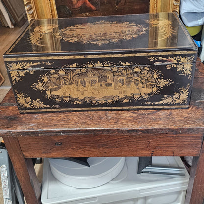 19thc Cantonese Lacquered Lap Desk/writing Slope