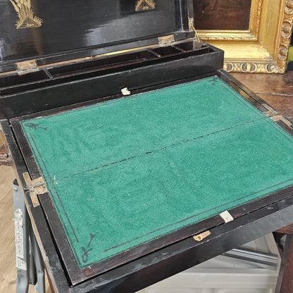 19thc Cantonese Lacquered Lap Desk/writing Slope