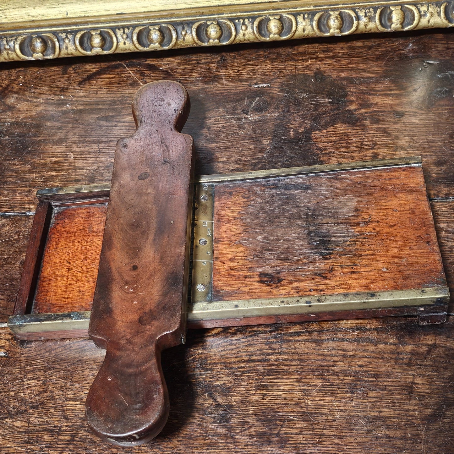 Antique Victorian Apothecary Chemist Pill Roller Board In Wood And Brass