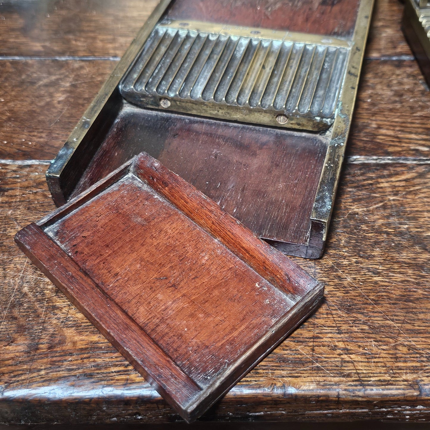 Antique Victorian Apothecary Chemist Pill Roller Board In Wood And Brass