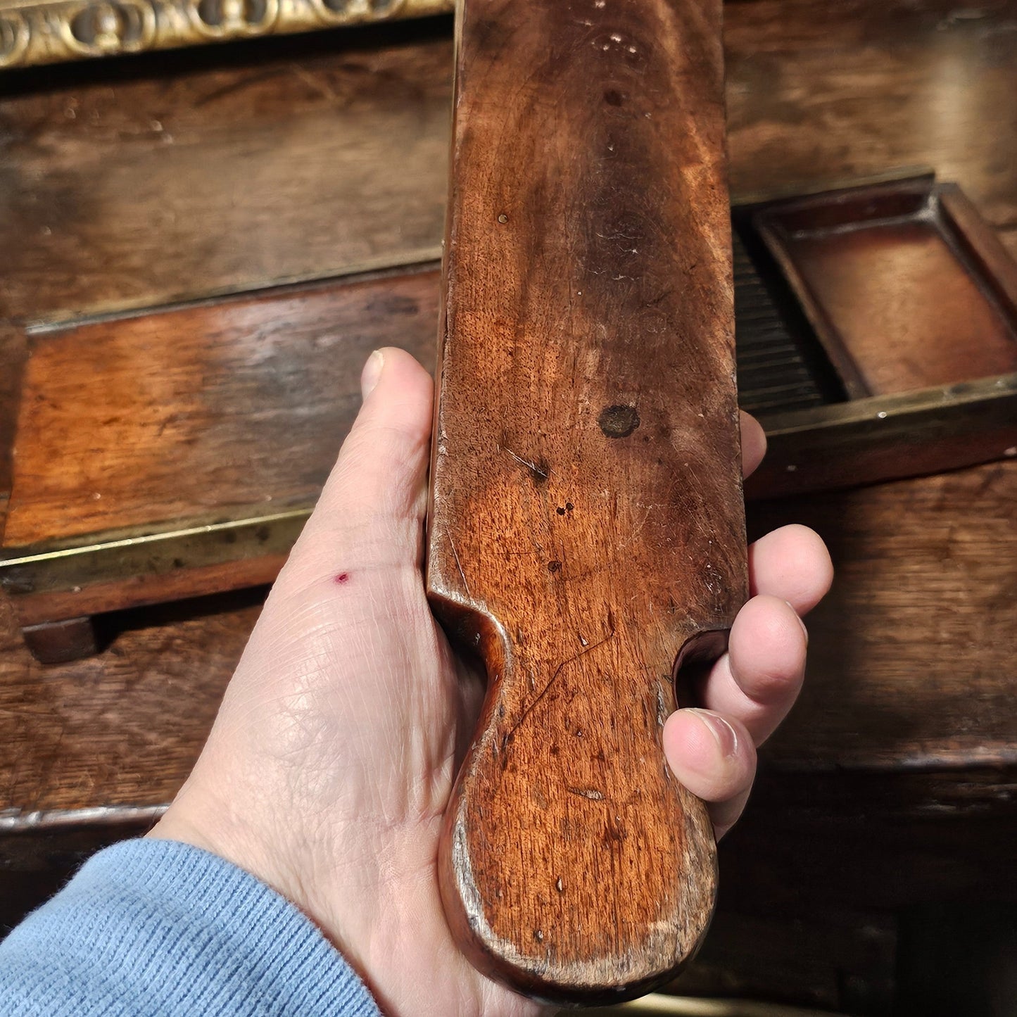 Antique Victorian Apothecary Chemist Pill Roller Board In Wood And Brass