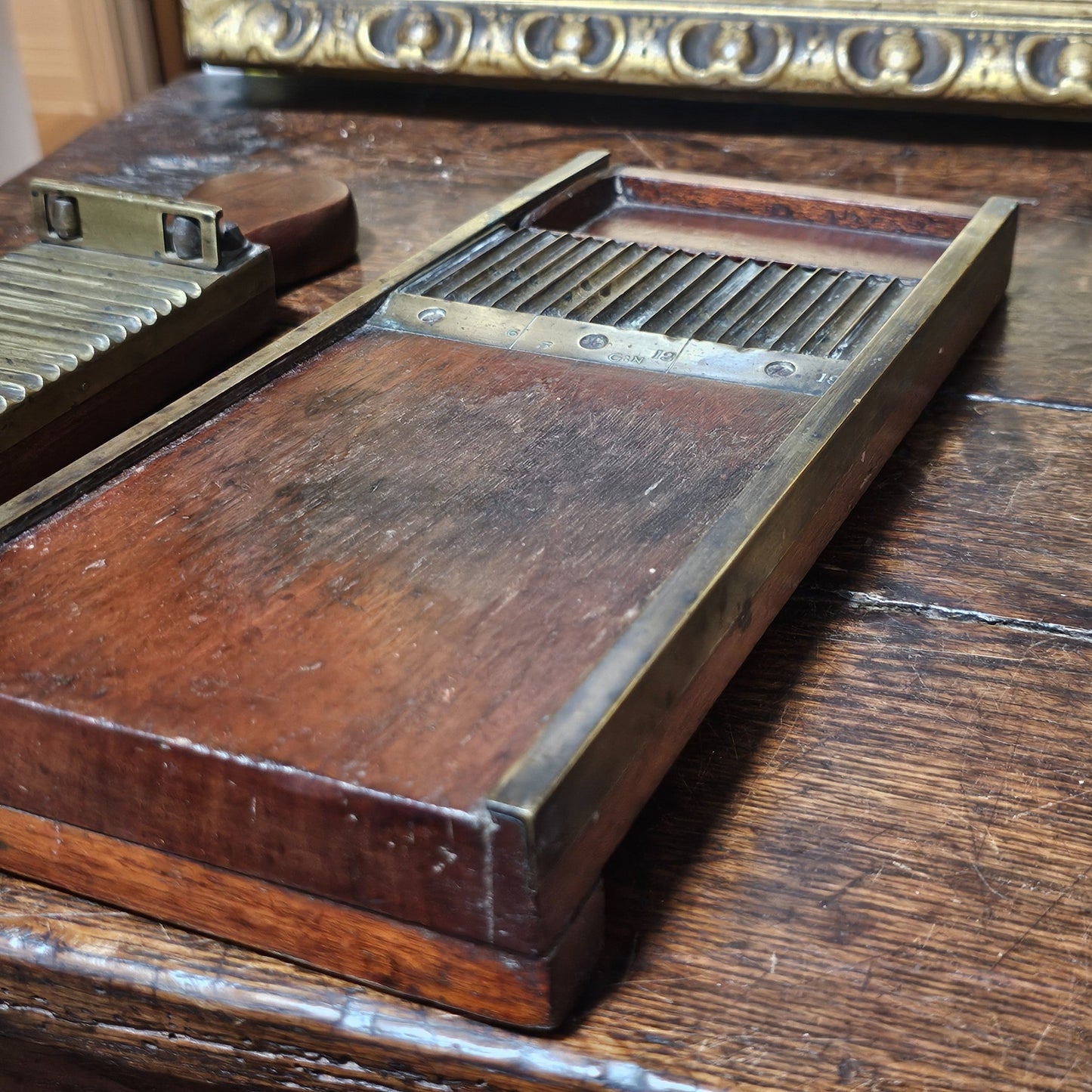 Antique Victorian Apothecary Chemist Pill Roller Board In Wood And Brass