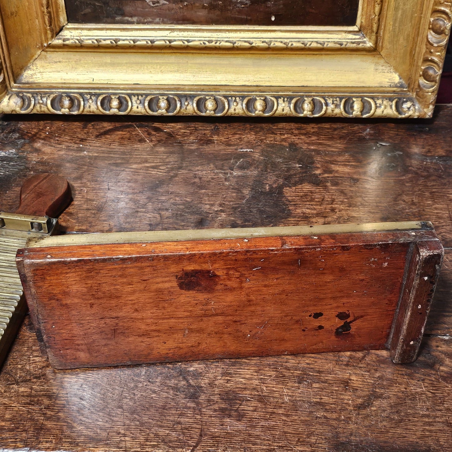 Antique Victorian Apothecary Chemist Pill Roller Board In Wood And Brass