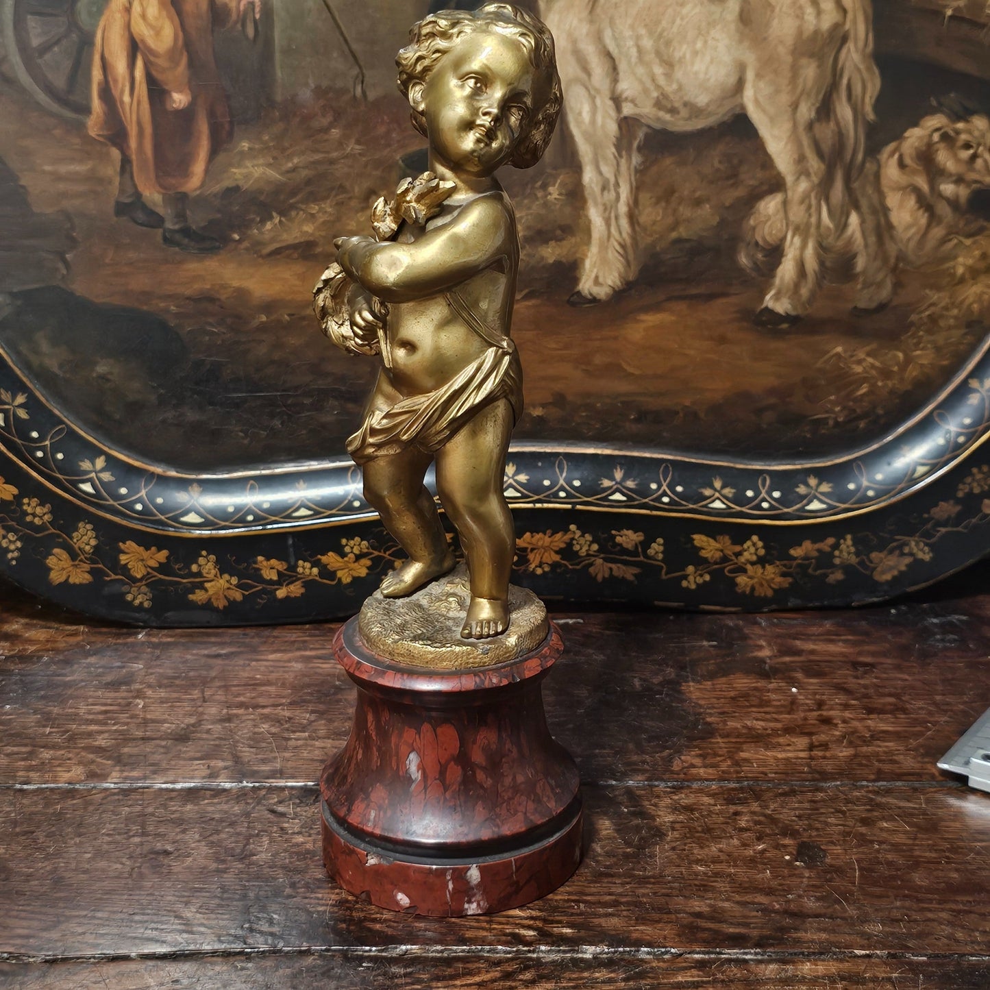 Fine Large French School (19th Century), A Figural Gilt Bronze, Of A Putti