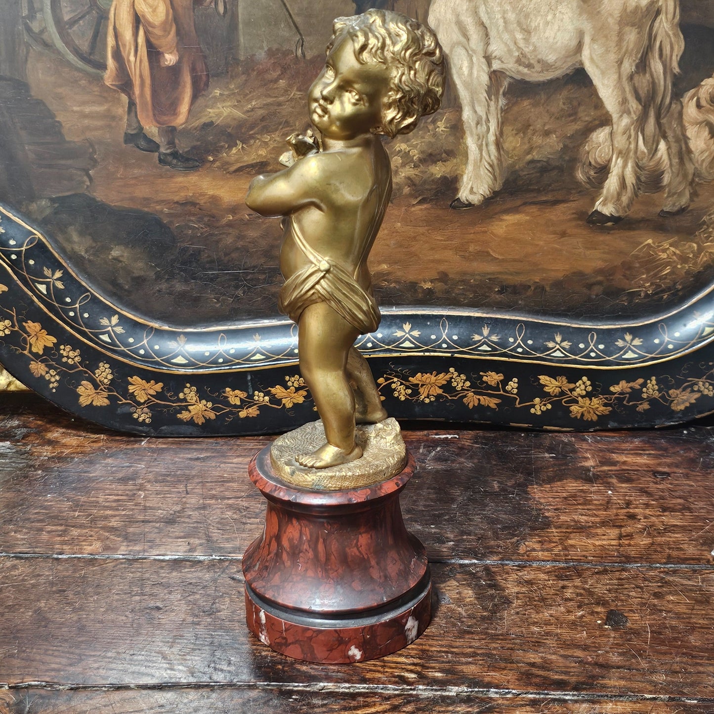 Fine Large French School (19th Century), A Figural Gilt Bronze, Of A Putti