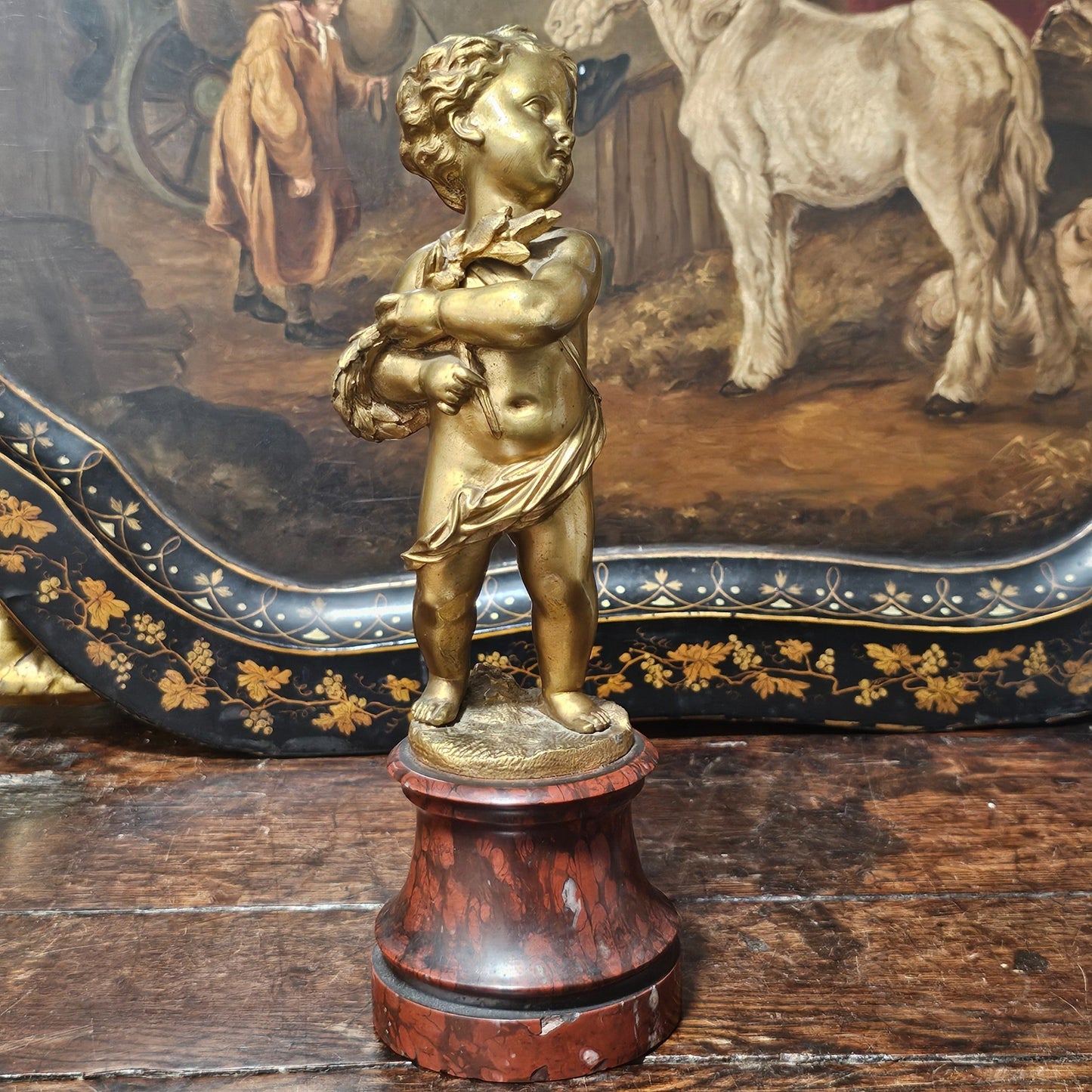 Fine Large French School (19th Century), A Figural Gilt Bronze, Of A Putti