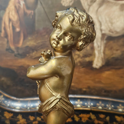 Fine Large French School (19th Century), A Figural Gilt Bronze, Of A Putti