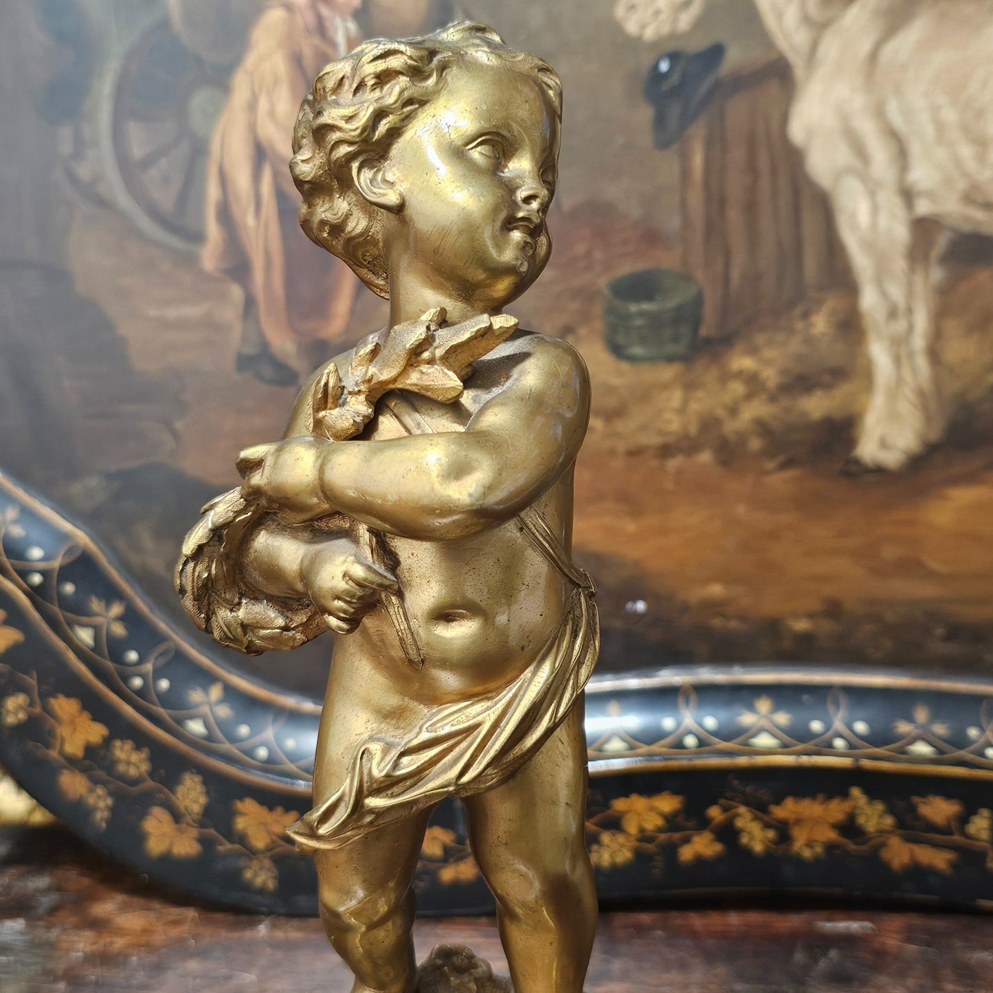 Fine Large French School (19th Century), A Figural Gilt Bronze, Of A Putti