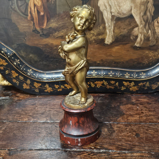 Fine Large French School (19th Century), A Figural Gilt Bronze, Of A Putti