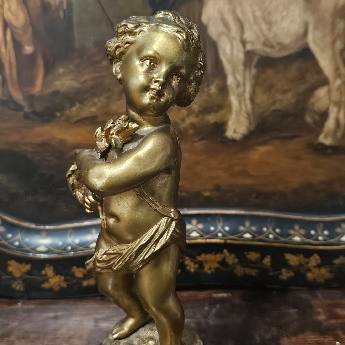 Fine Large French School (19th Century), A Figural Gilt Bronze, Of A Putti