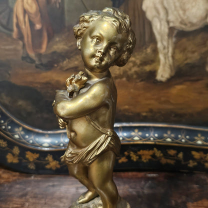 Fine Large French School (19th Century), A Figural Gilt Bronze, Of A Putti