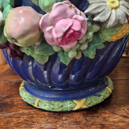 Huge Minton Majolica 'rams Head Garden Pot' Jardiniere C.1855 Designed By Baron Carlos Marochetti 49cm X 38cm