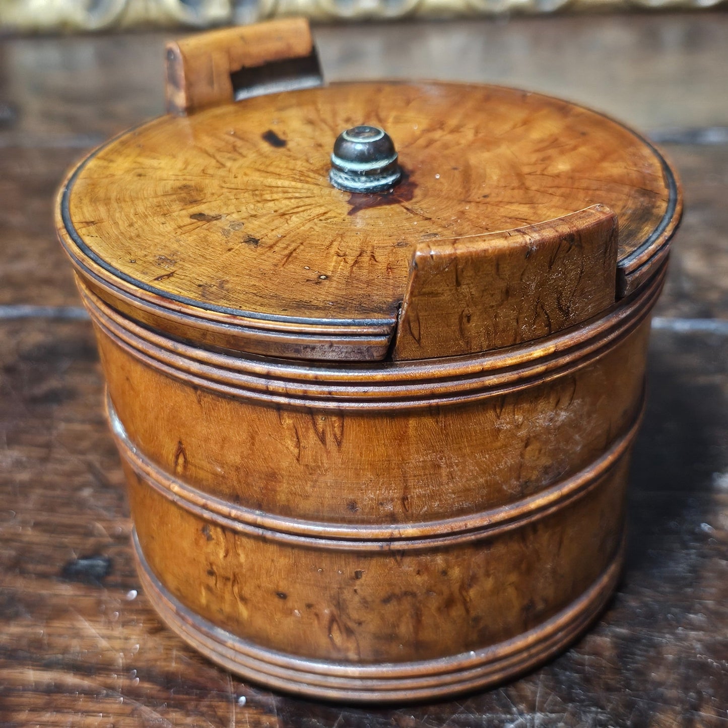 Scandinavian 19thc Turned Maser Birch Butter Tub