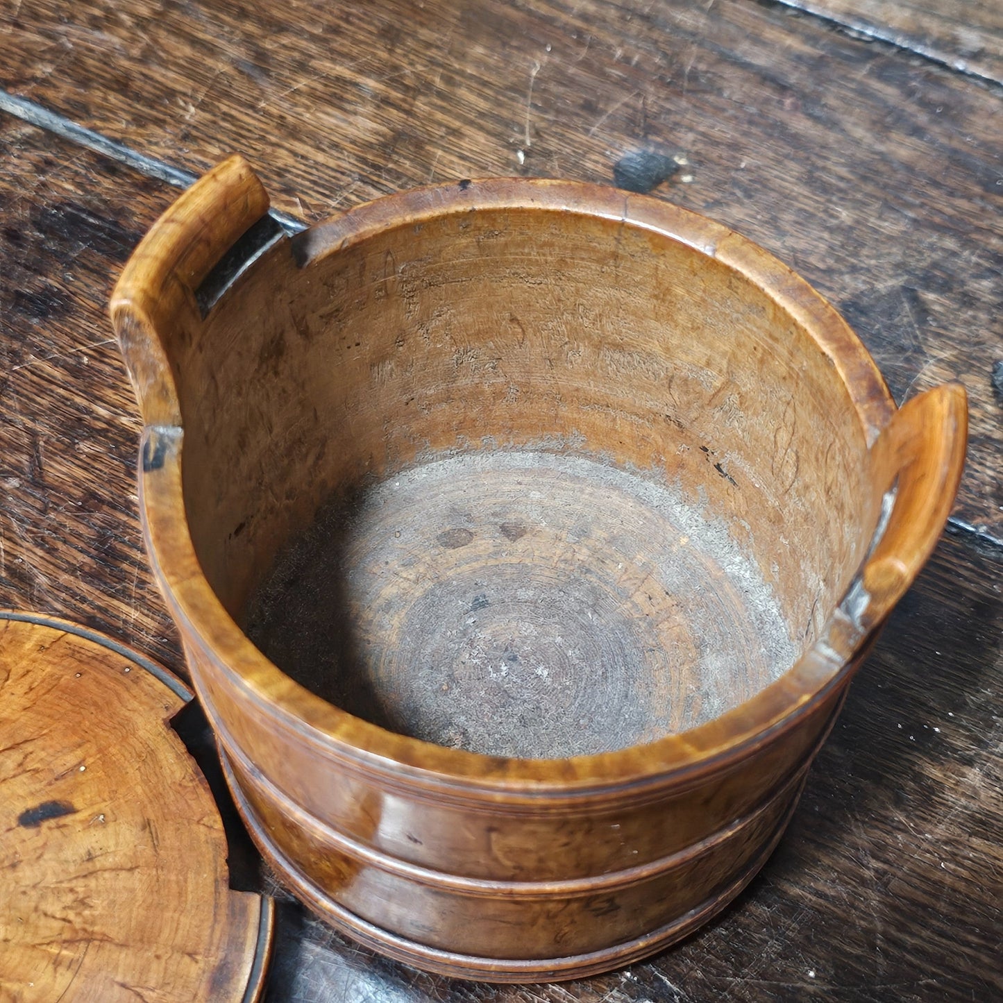 Scandinavian 19thc Turned Maser Birch Butter Tub