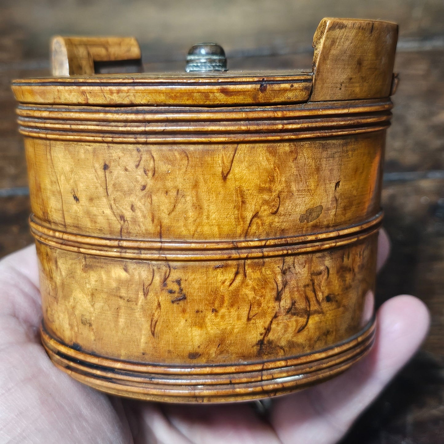 Scandinavian 19thc Turned Maser Birch Butter Tub