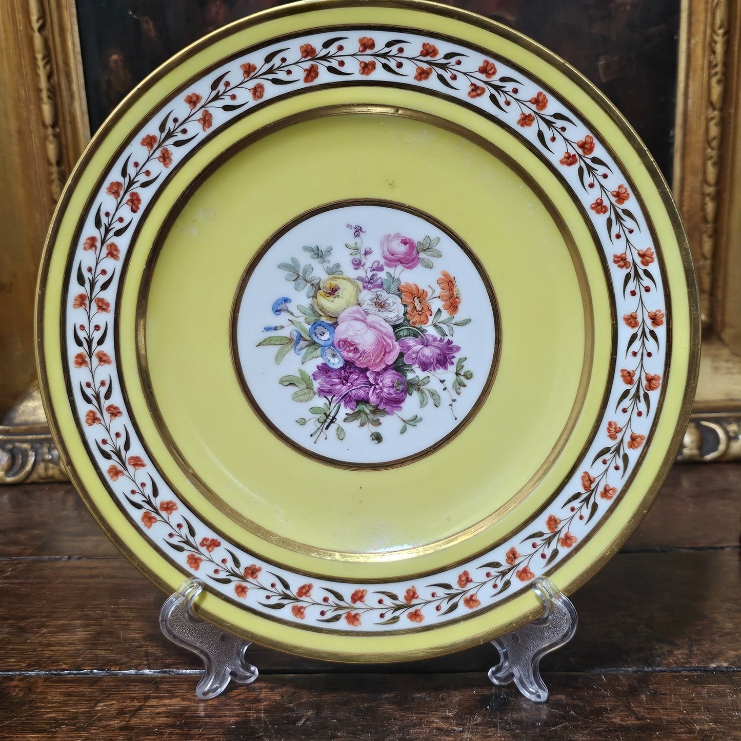 Rare Sevres Yellow Ground Plate From A Service Given By Napoleon 1 To Comte De Segur 1805