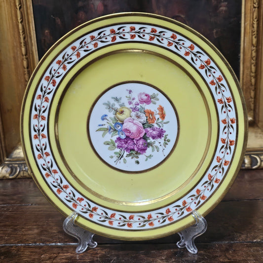 Rare Sevres Yellow Ground Plate From A Service Given By Napoleon 1 To Comte De Segur 1805