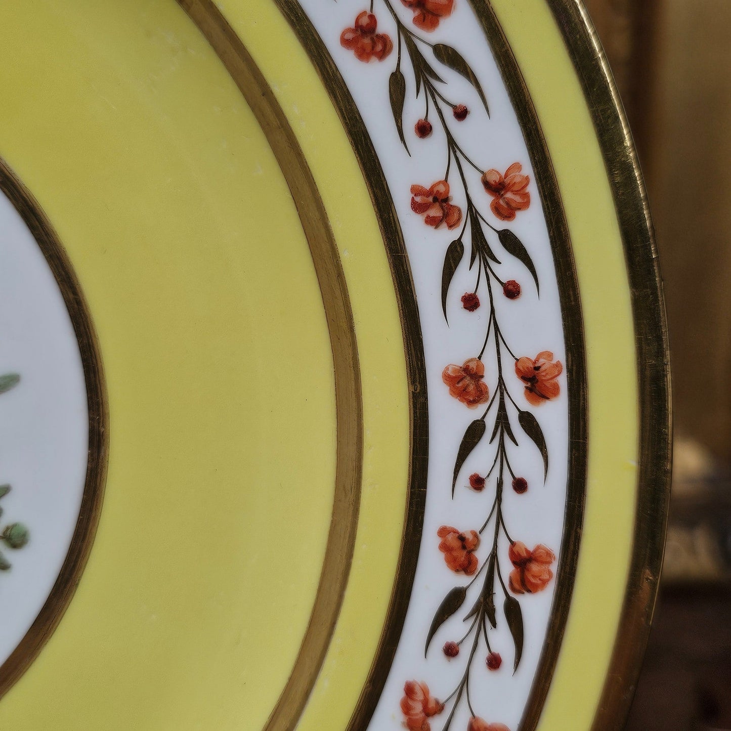 Rare Sevres Yellow Ground Plate From A Service Given By Napoleon 1 To Comte De Segur 1805