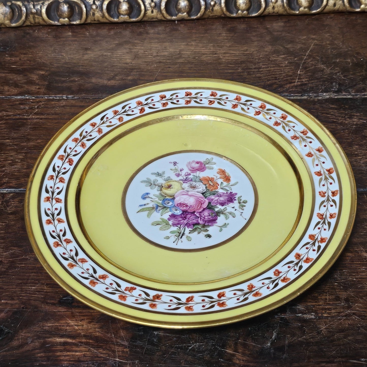 Rare Sevres Yellow Ground Plate From A Service Given By Napoleon 1 To Comte De Segur 1805