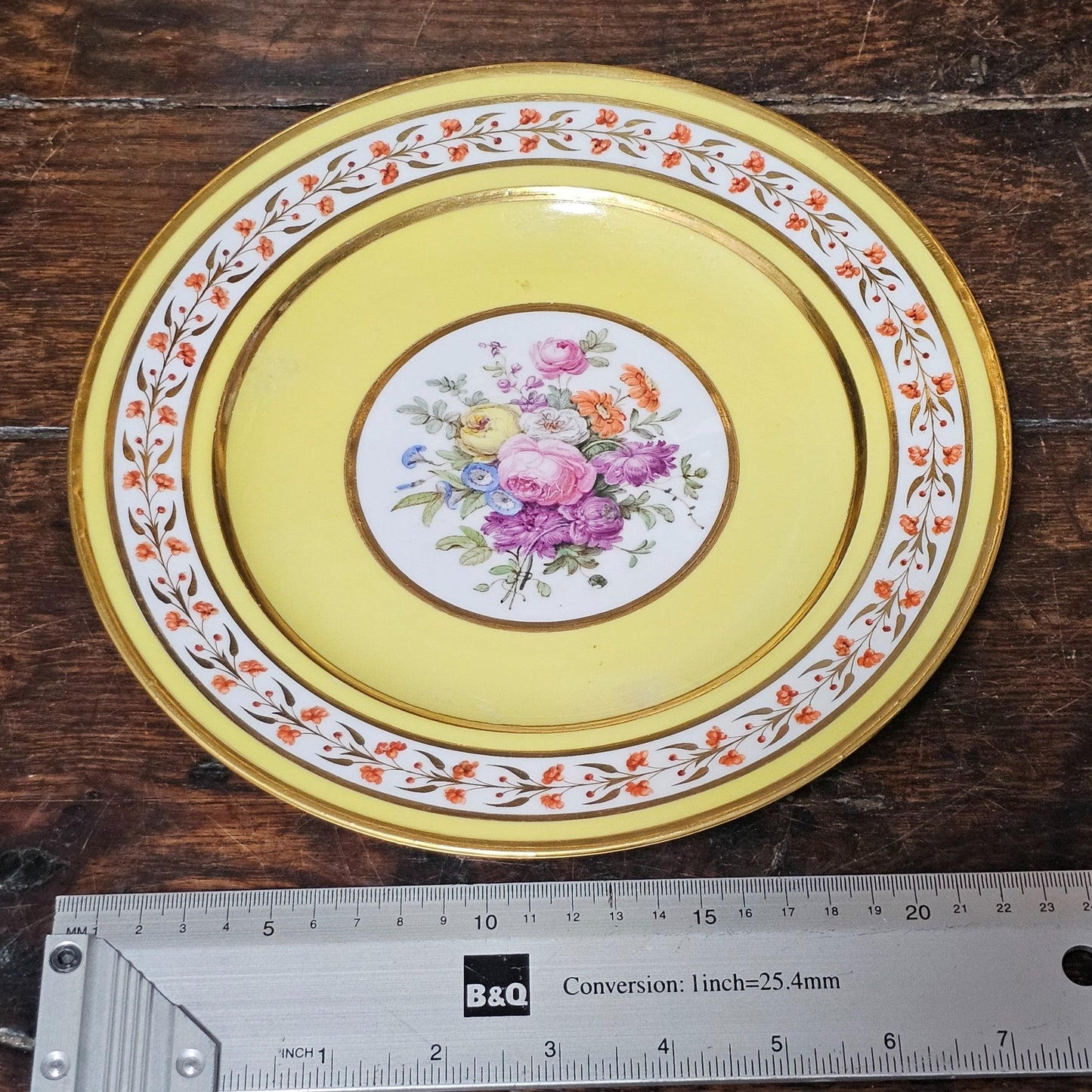 Rare Sevres Yellow Ground Plate From A Service Given By Napoleon 1 To Comte De Segur 1805