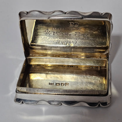 Exquisite Large Engraved Victorian Silver Table Snuffbox Robert Pringle & Son 1896