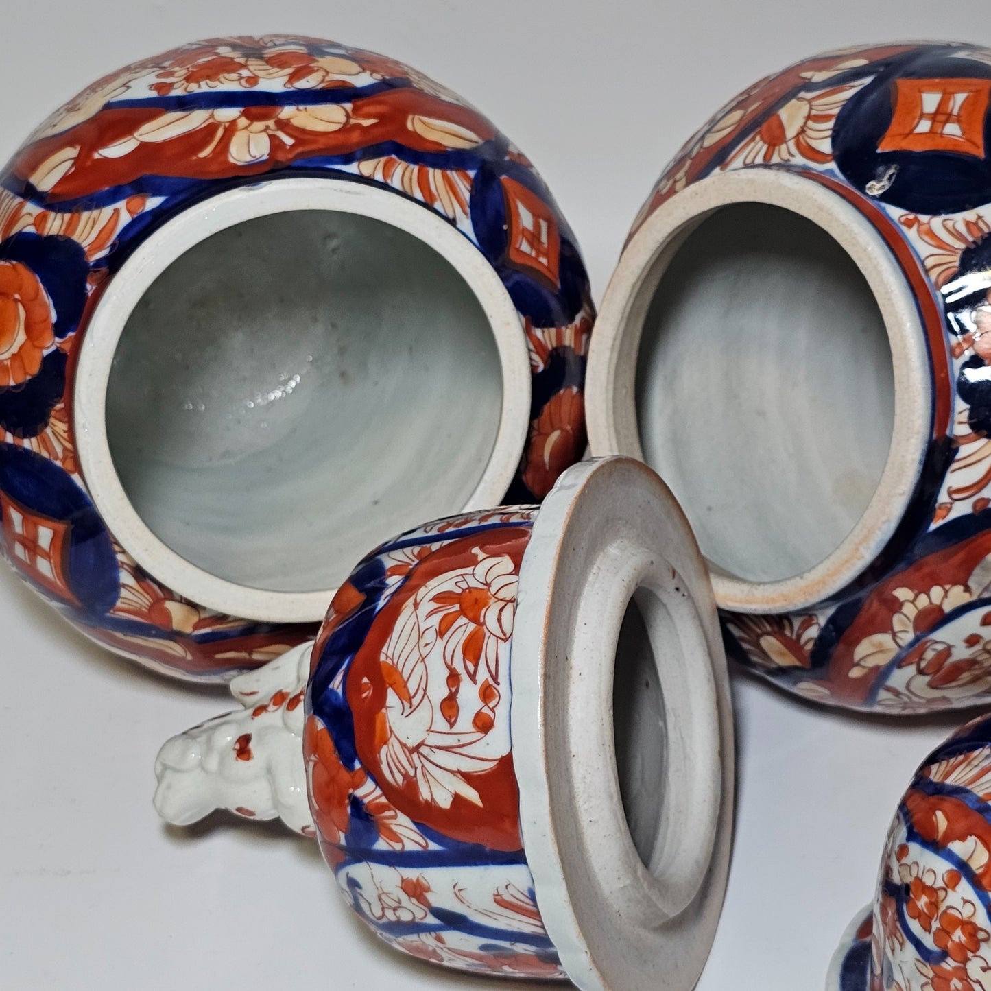 A Pair Of 35cm Japanese Omari Vases And Covers C1890/1900